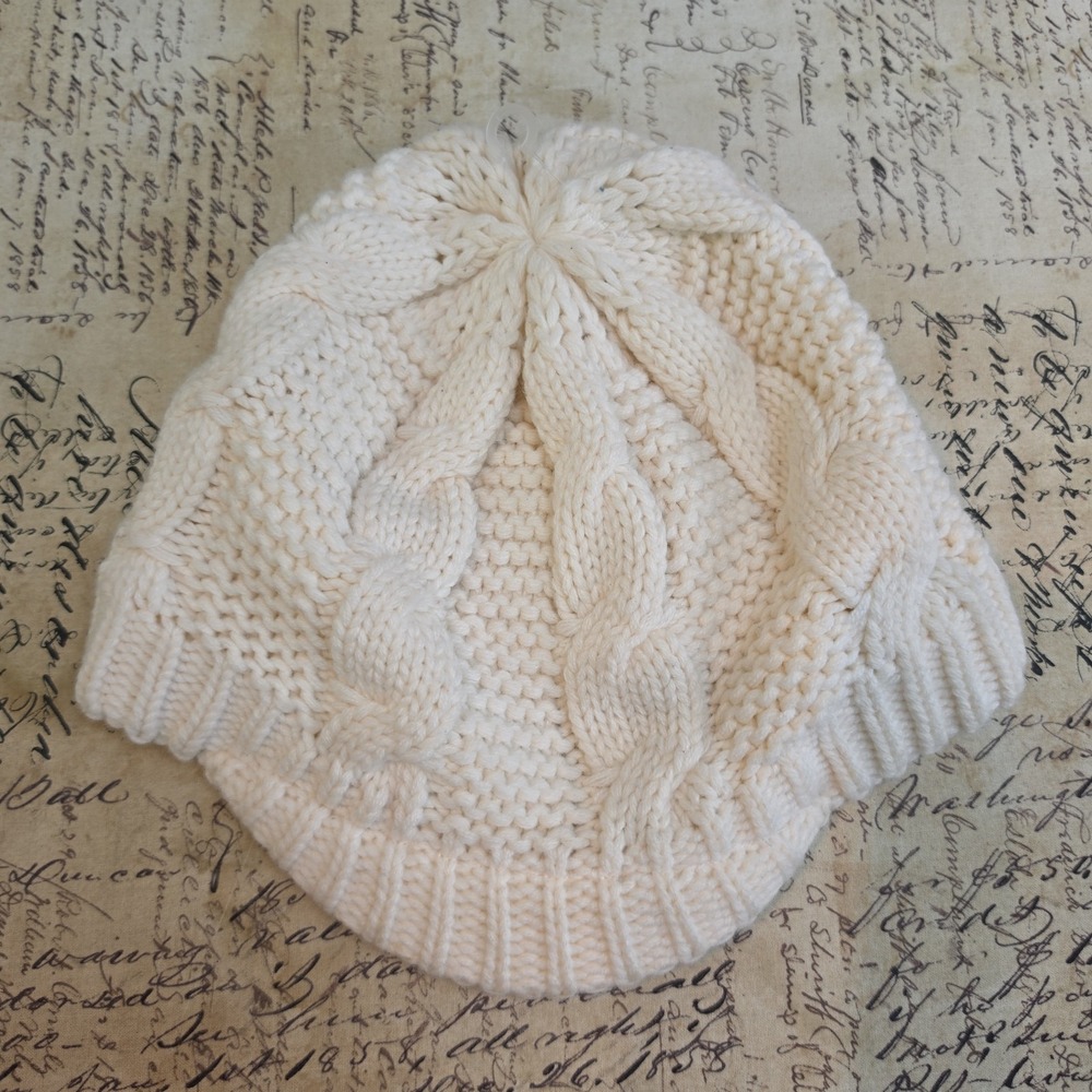 Bula Cable Knit Beanie Hat with Rim Women's One Size, White, Lined